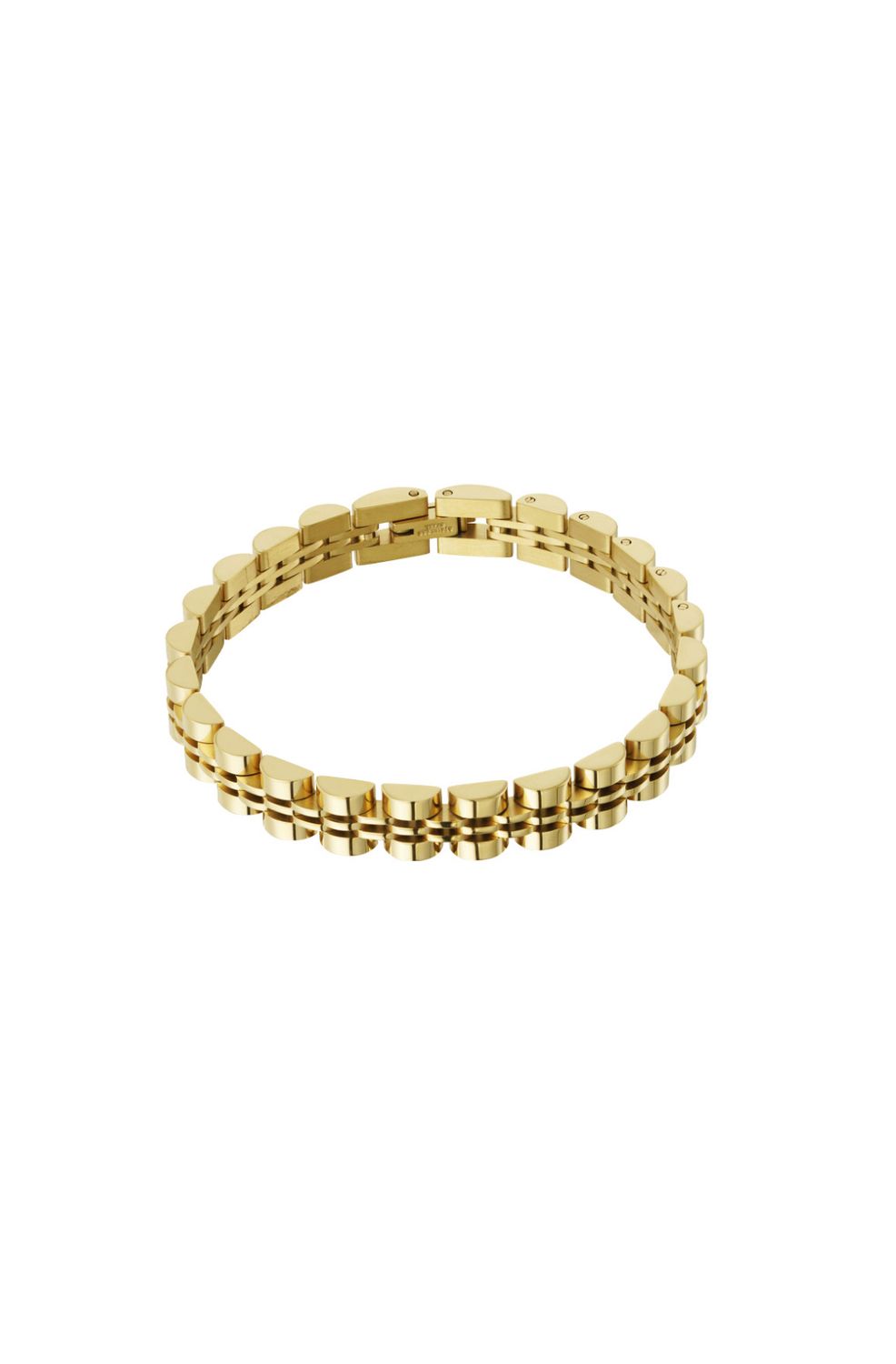 Stoere gouden schakel armband kleurvast en waterproof