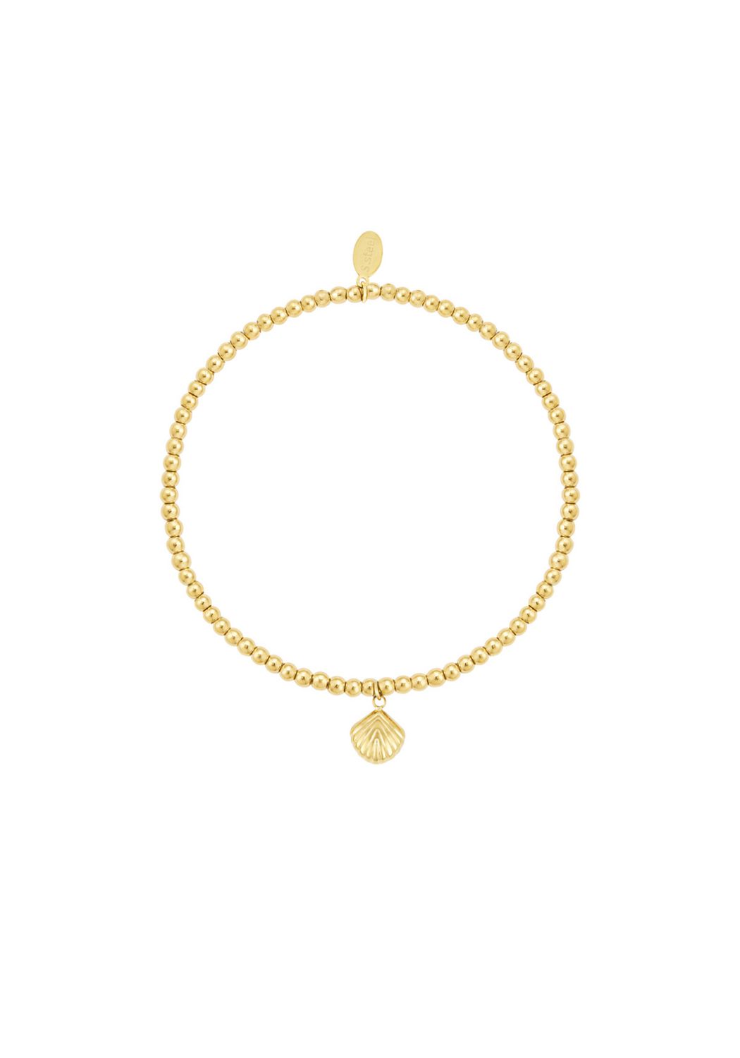 Gouden strech armband met fijn schelpje