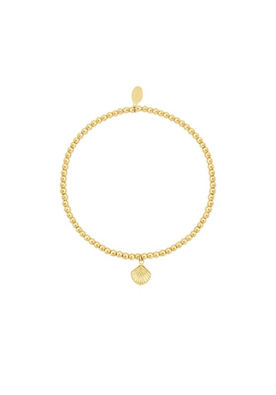 Gouden strech armband met fijn schelpje