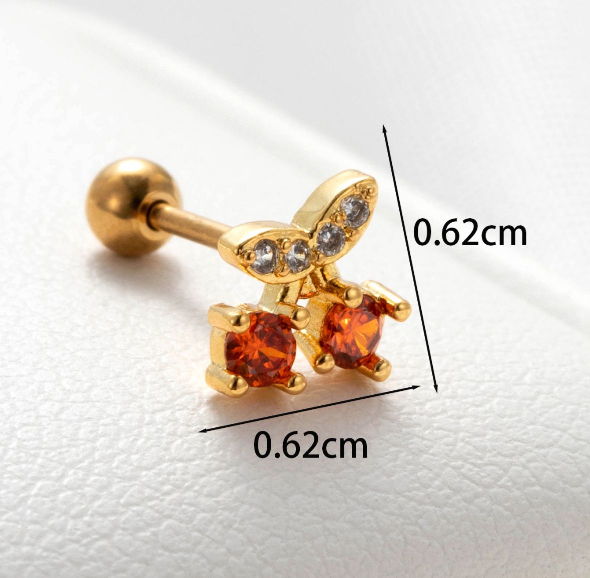 Oorbel | Kersen | Goud | Stainless steel