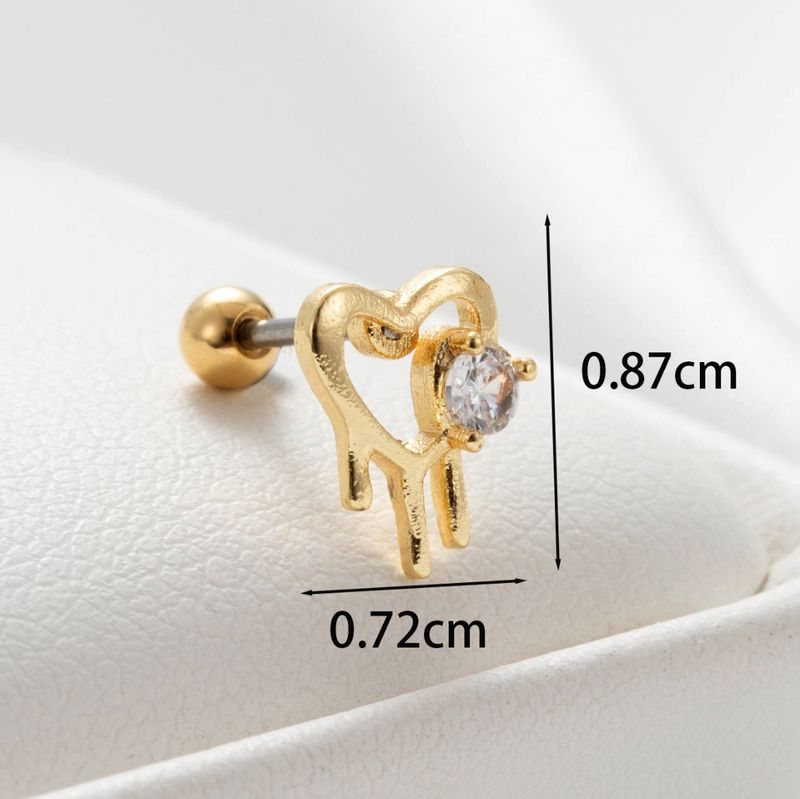 Oorbel | Hart Strass | Goud | Stainless steel