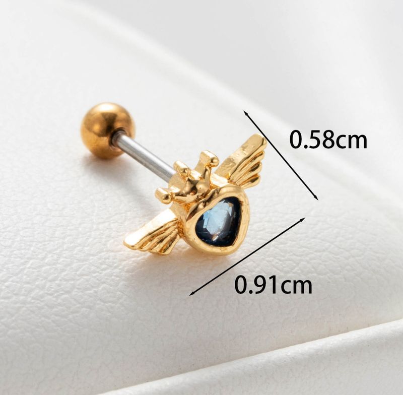 Oorbel | Heart | Blauw &amp; goud | Stainless steel