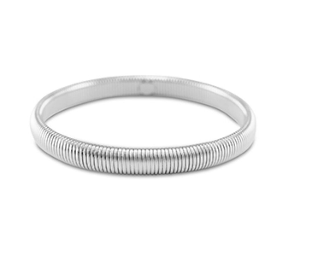 Zilveren stainless steel ribbel armband