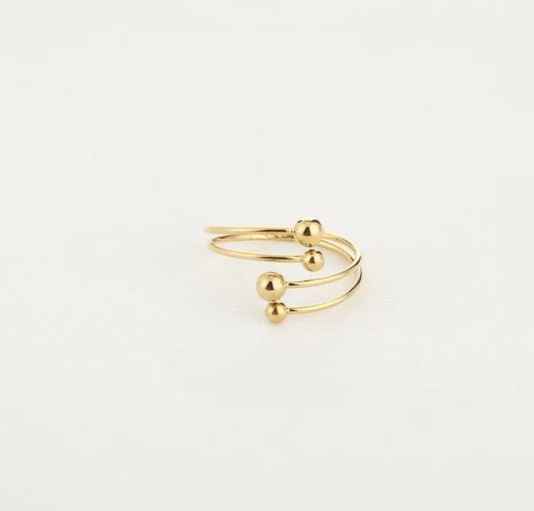 Gouden dots ring in stainless steel