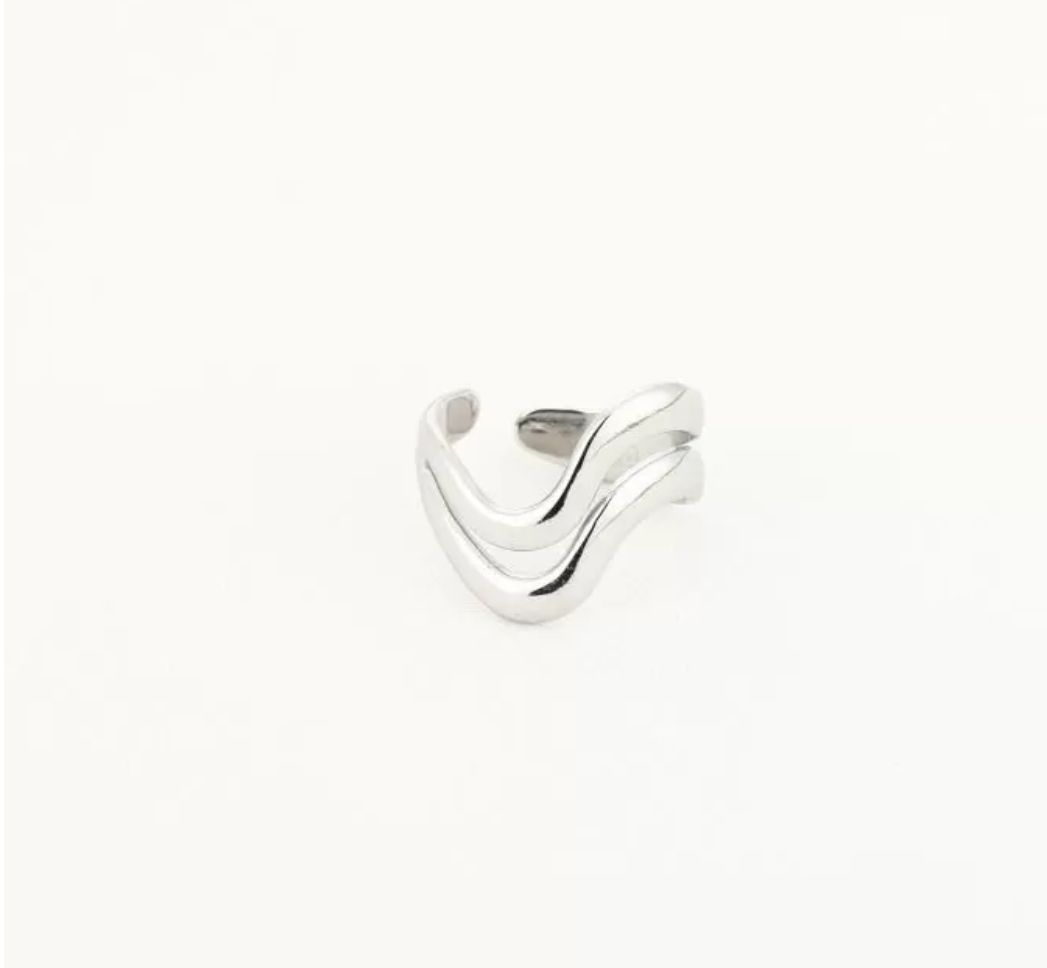 Zilveren stainless steel golf ring