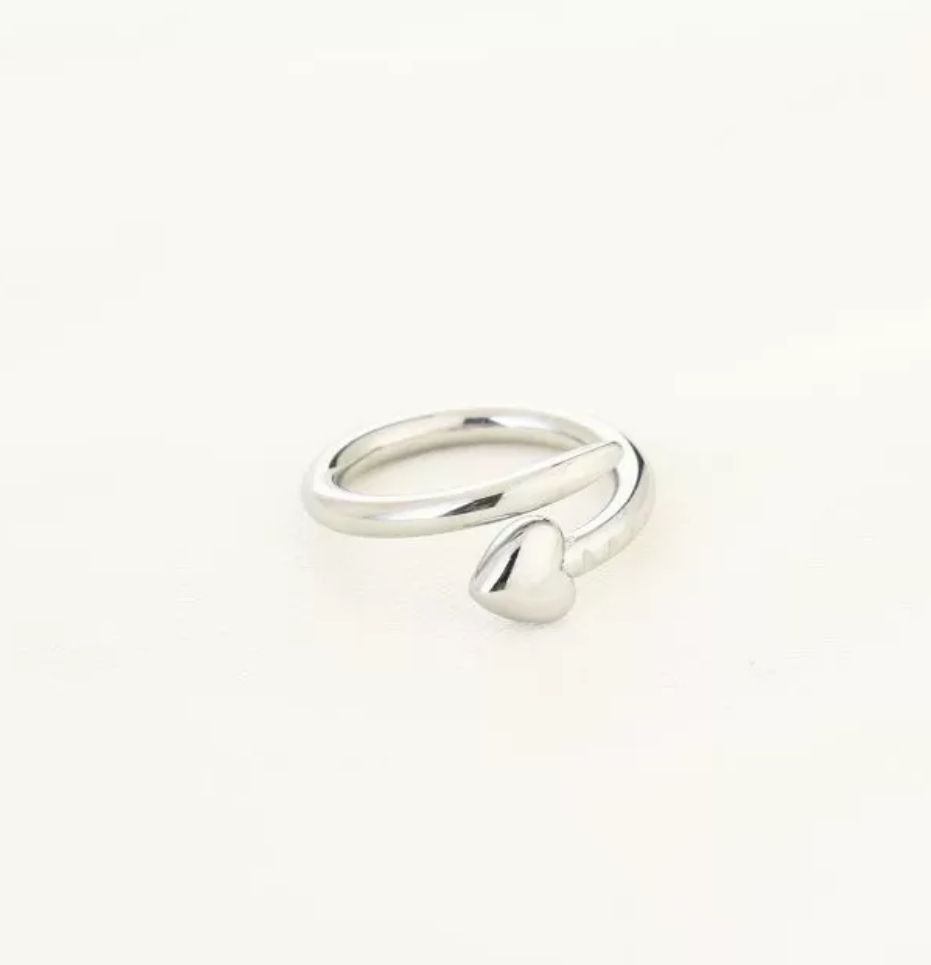 Slang hart ring zilver stainless steel