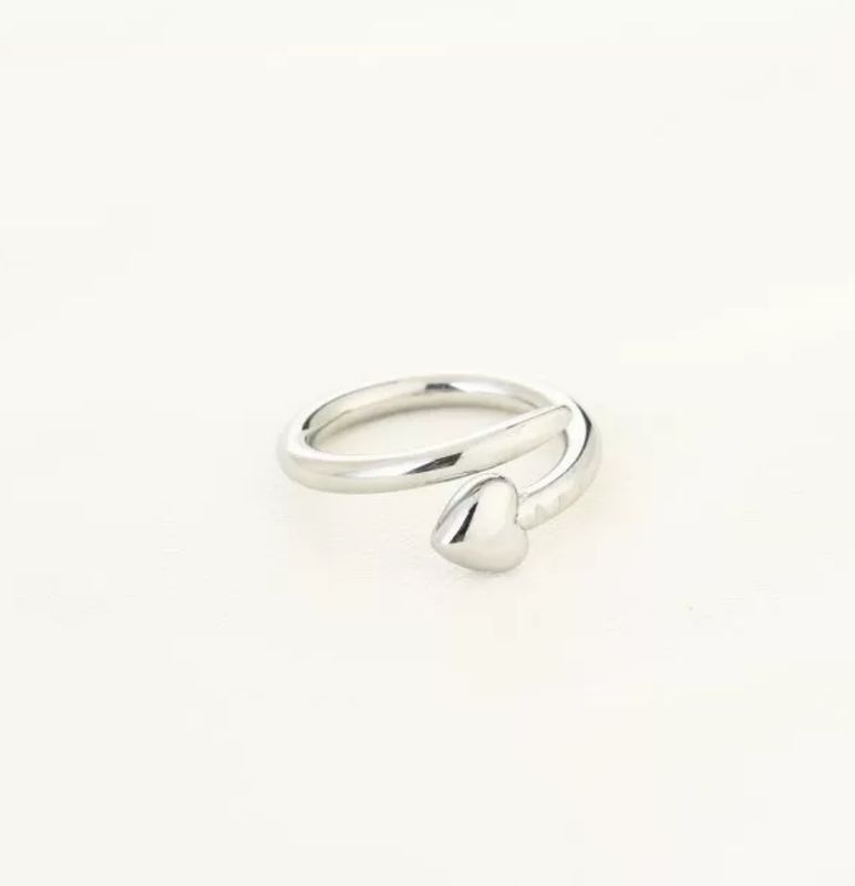 Slang hart ring zilver stainless steel