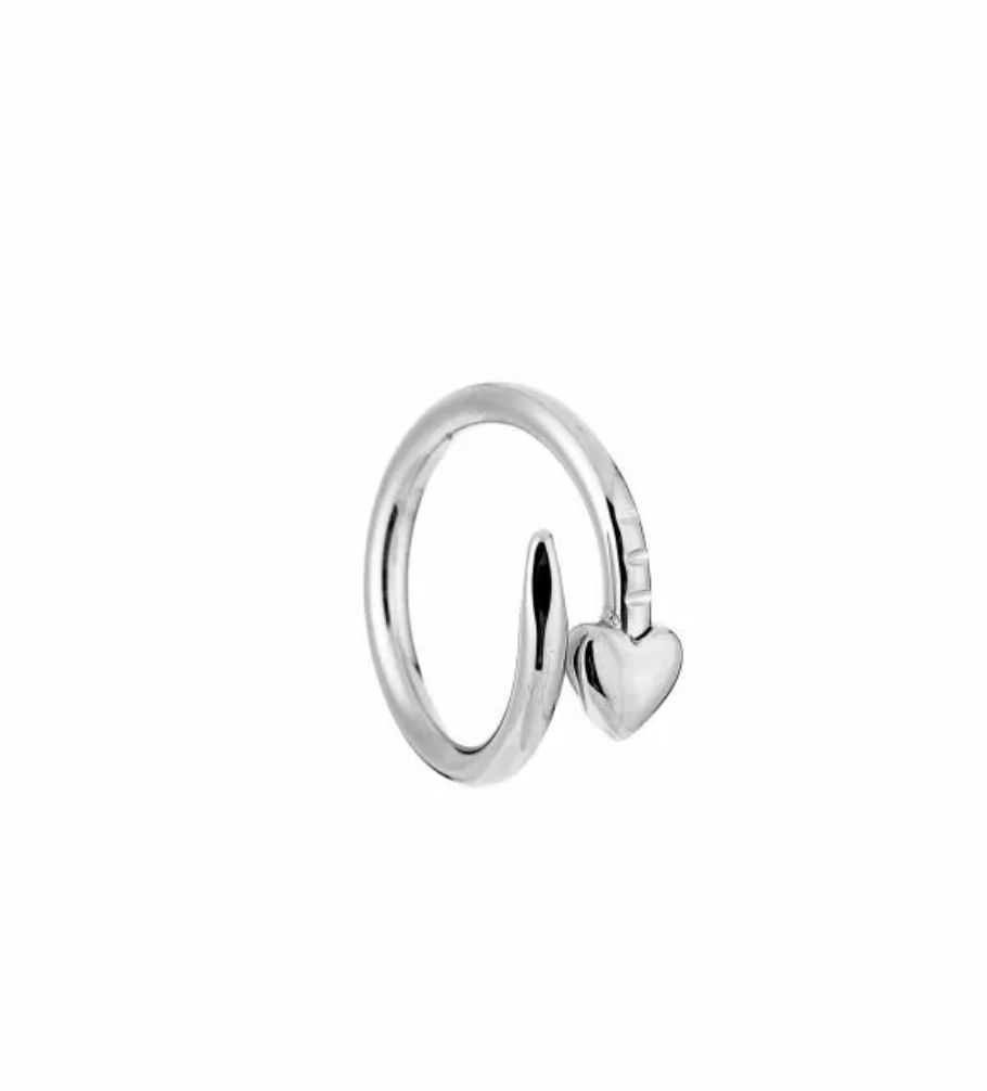Ring | Slang Hart | Zilver | Stainless steel