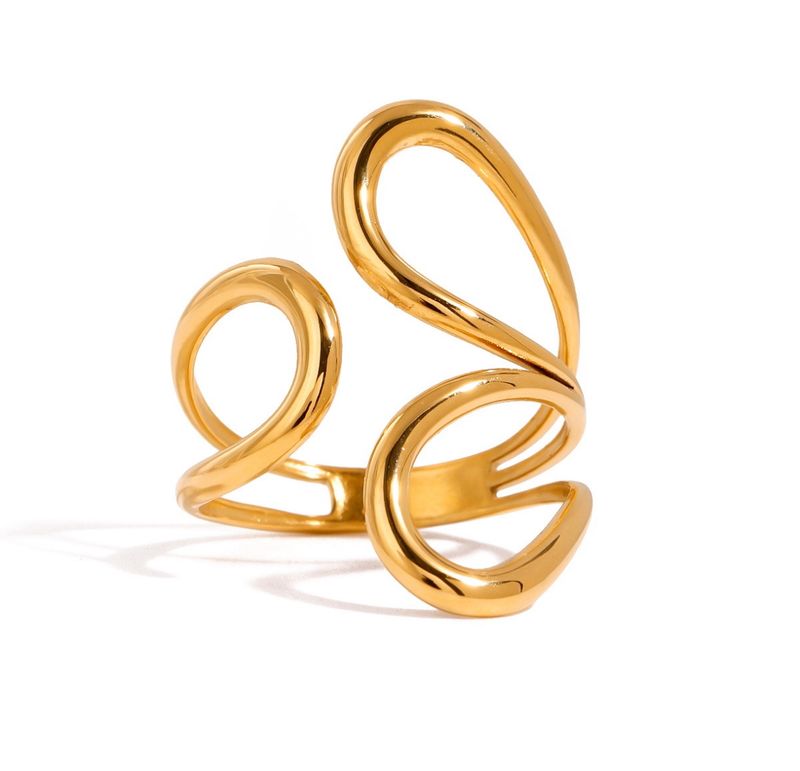 Gouden stainless steel ring Fleur