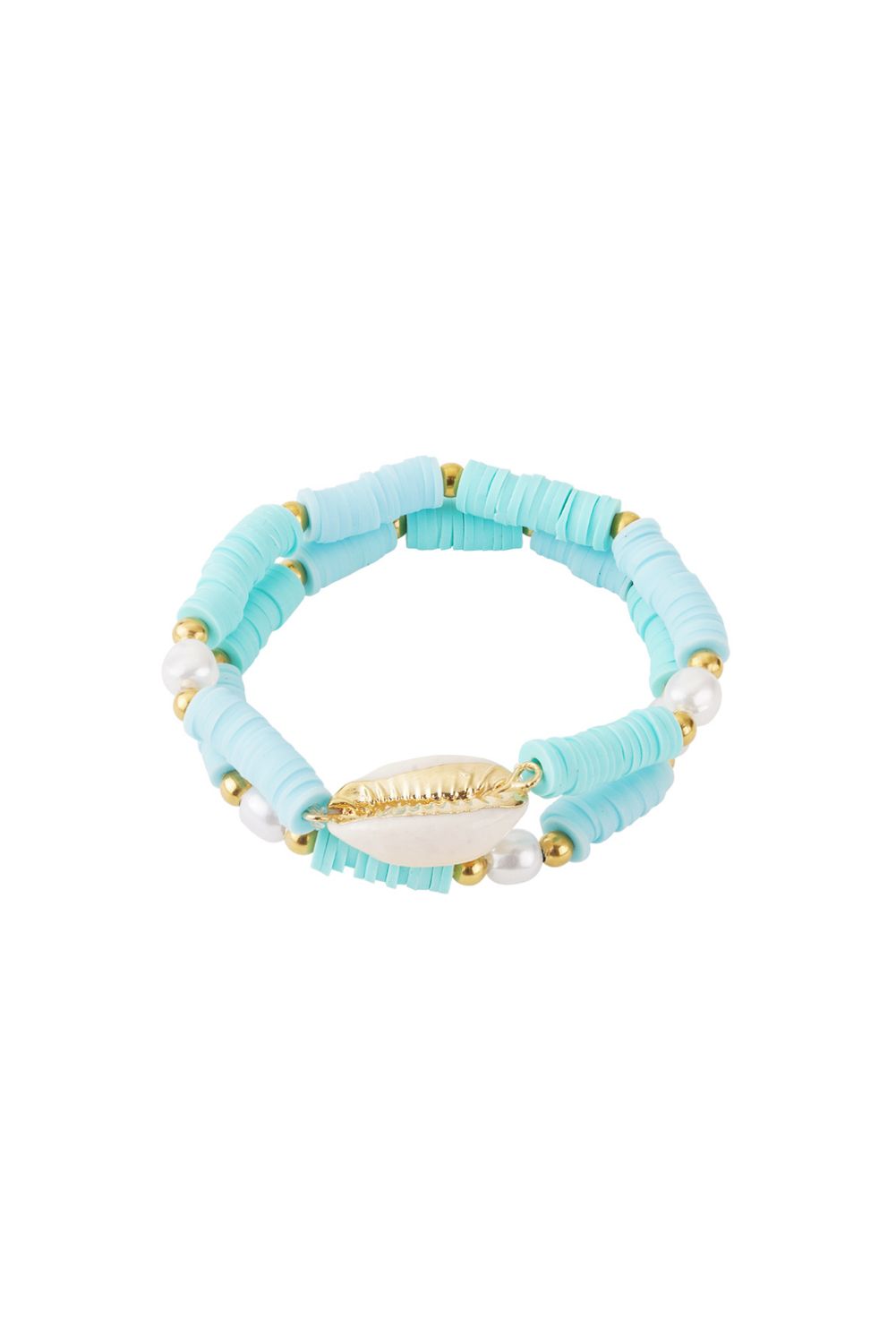 Armband | Seashell Glow | Goud &amp; Turquoise