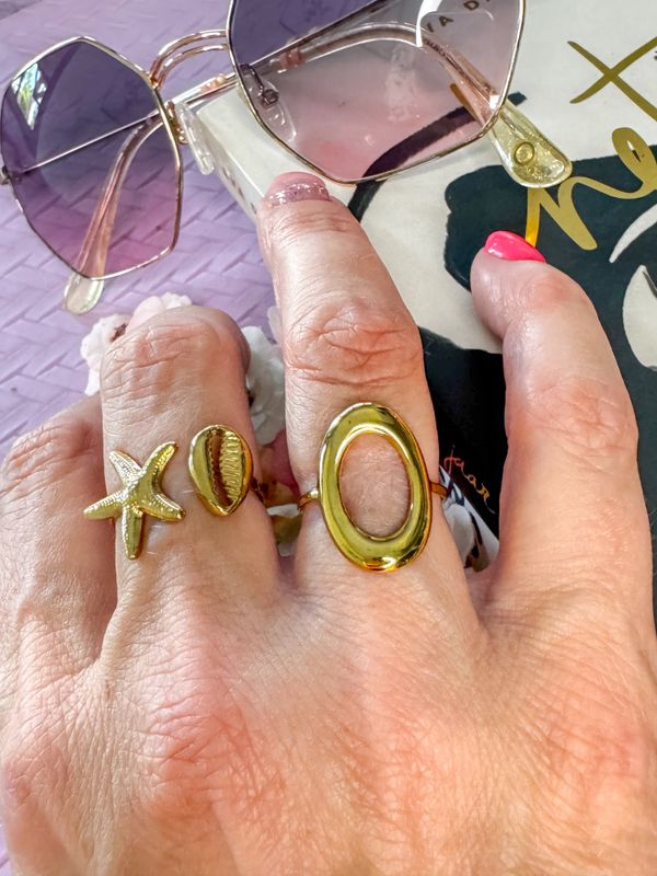 Ring | Ocean duo | Goud | Stainless steel