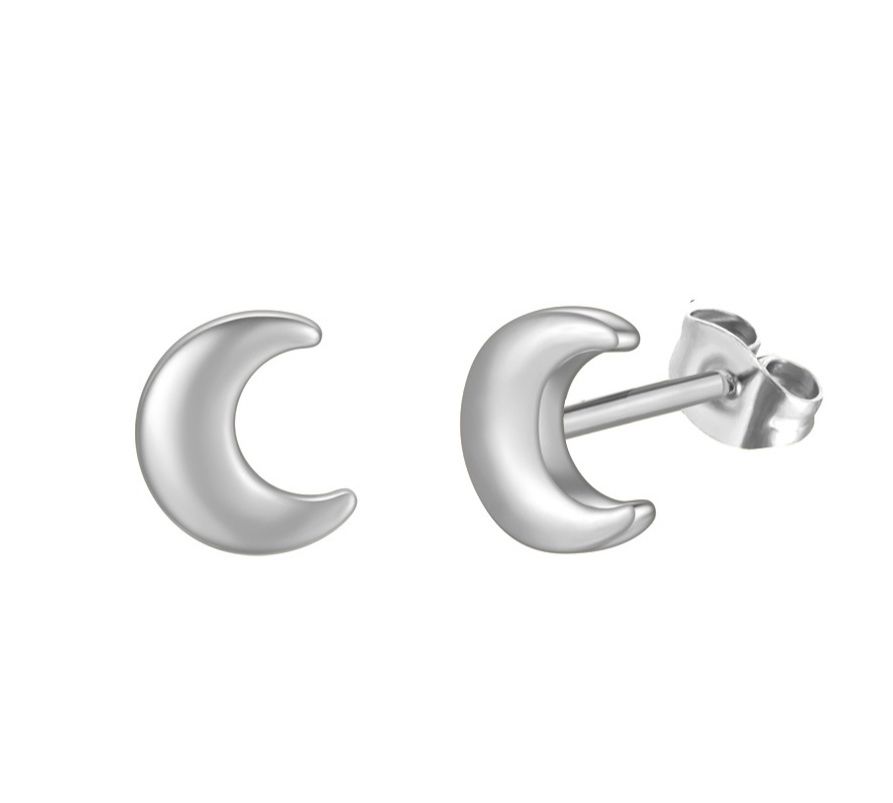 Stud | Moon | Zilver | Stainless steel