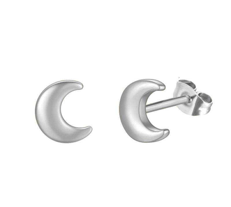 Stud | Moon | Zilver | Stainless steel