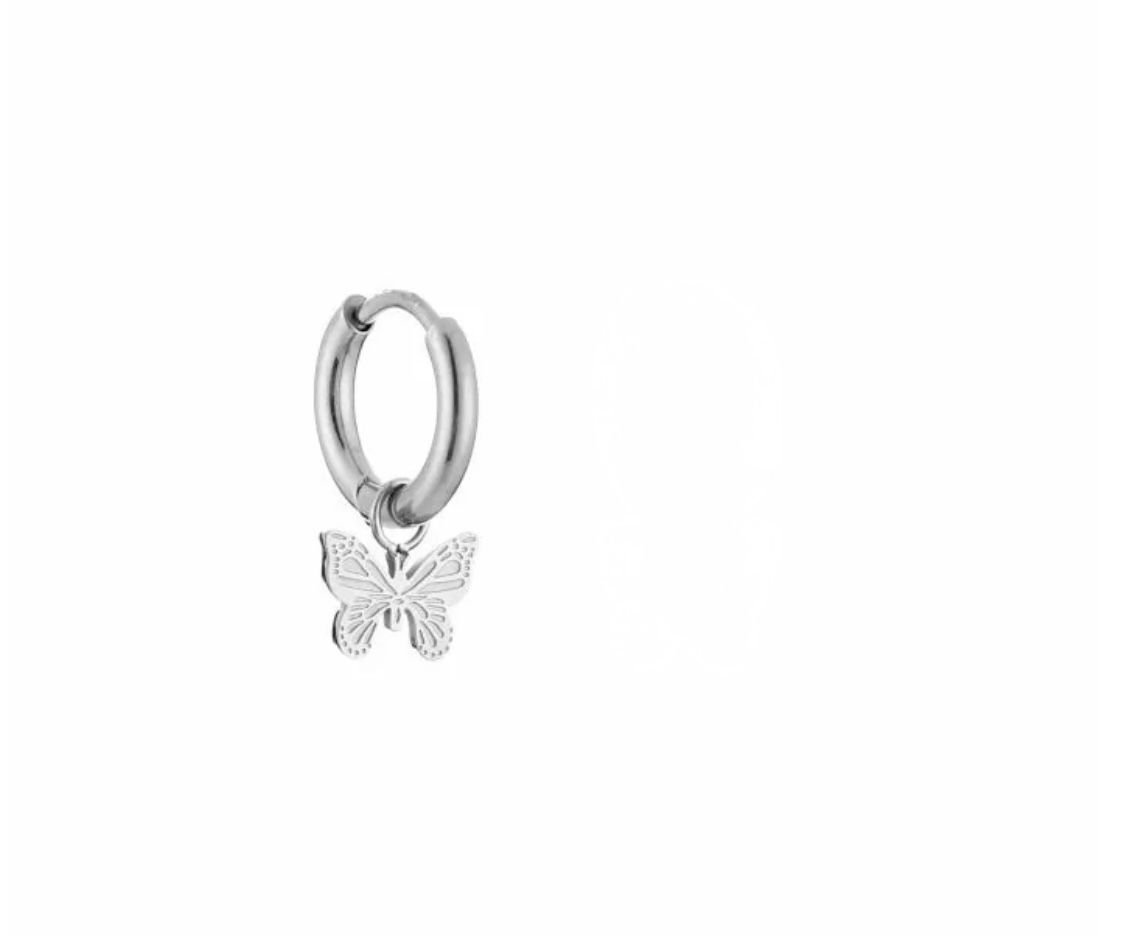 Hoops | Vlinder | Zilver | Stainless steel