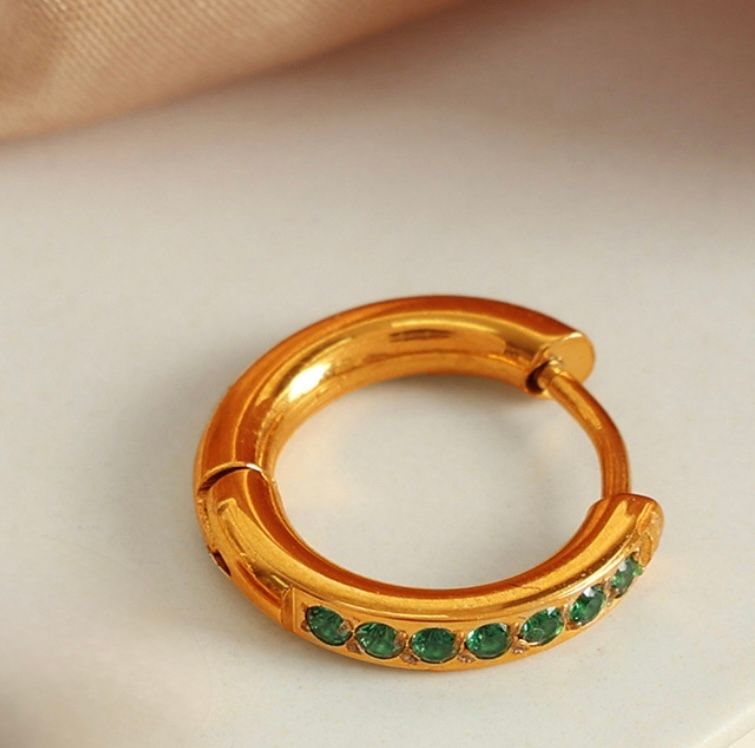 Hoops | Green | Goud | Stainless steel
