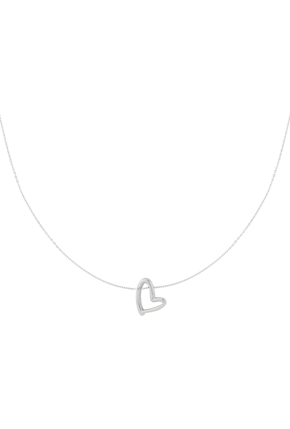 Halsketting | Open hart | Zilver | Stainless steel