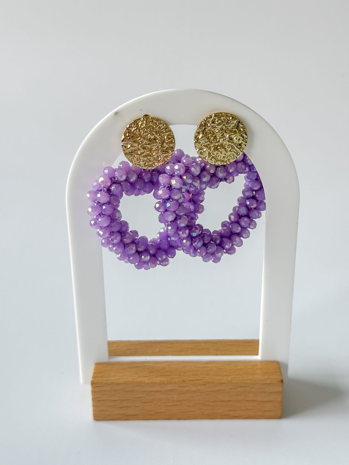 Oorbellen | Hart | Lila &amp; Goud | Stainless steel