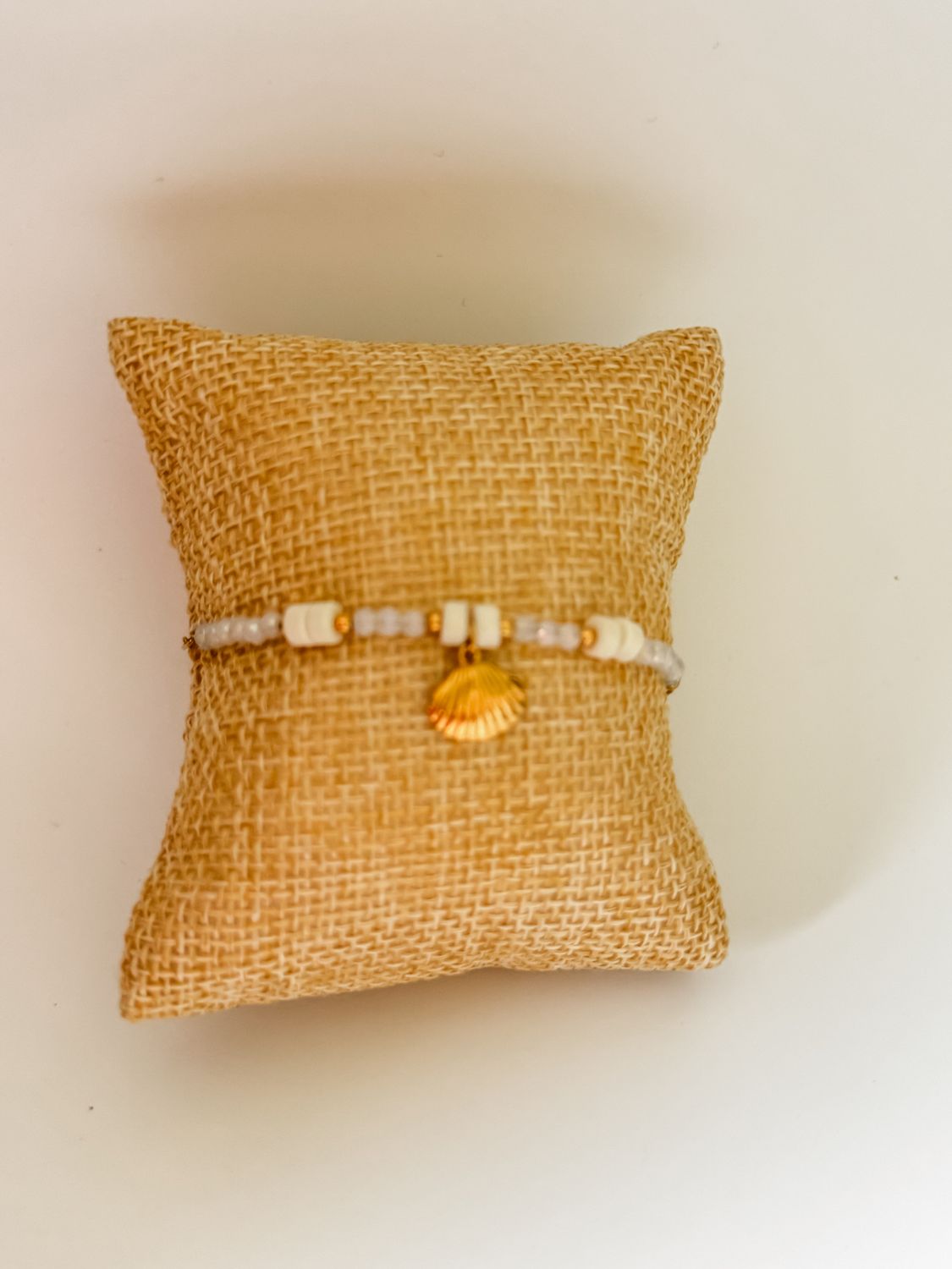 Armband | Schelp | Wit &amp; Goud | Stainless steel