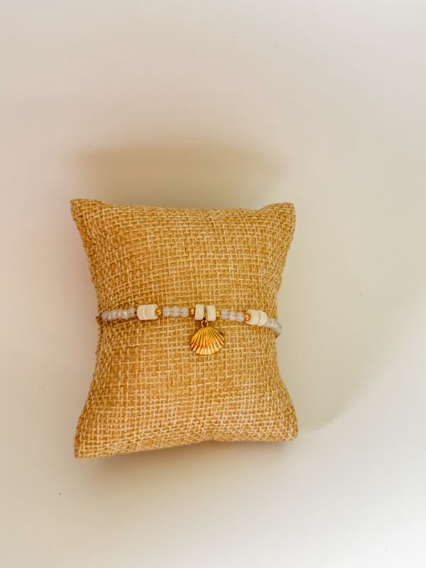 Armband | Schelp | Wit & Goud | Stainless steel