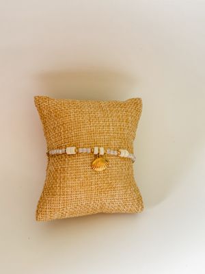 Armband | Schelp | Wit &amp; Goud | Stainless steel
