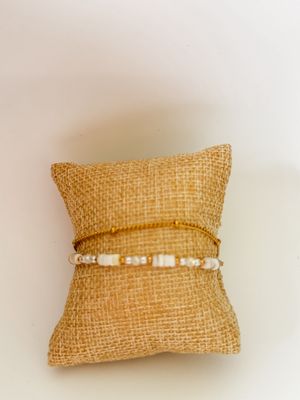 Armband | Dubbel | Wit &amp; Goud | Stainless steel