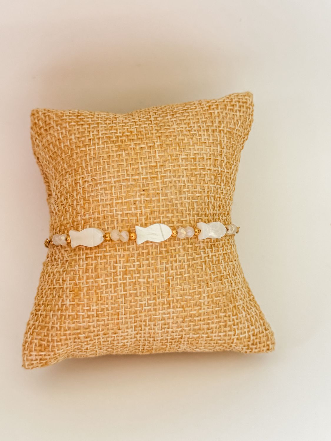 Armband | Visjes | Wit &amp; Goud | Stainless steel