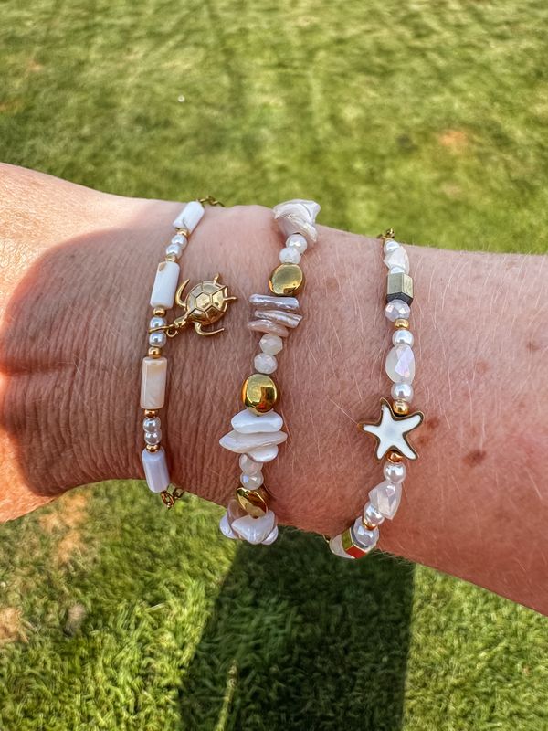 Armband | Sea | Wit &amp; Goud | Stainless steel