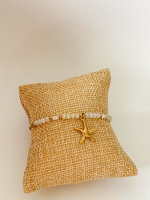 Armband | Seastar | Wit &amp; Goud | Stainless steel
