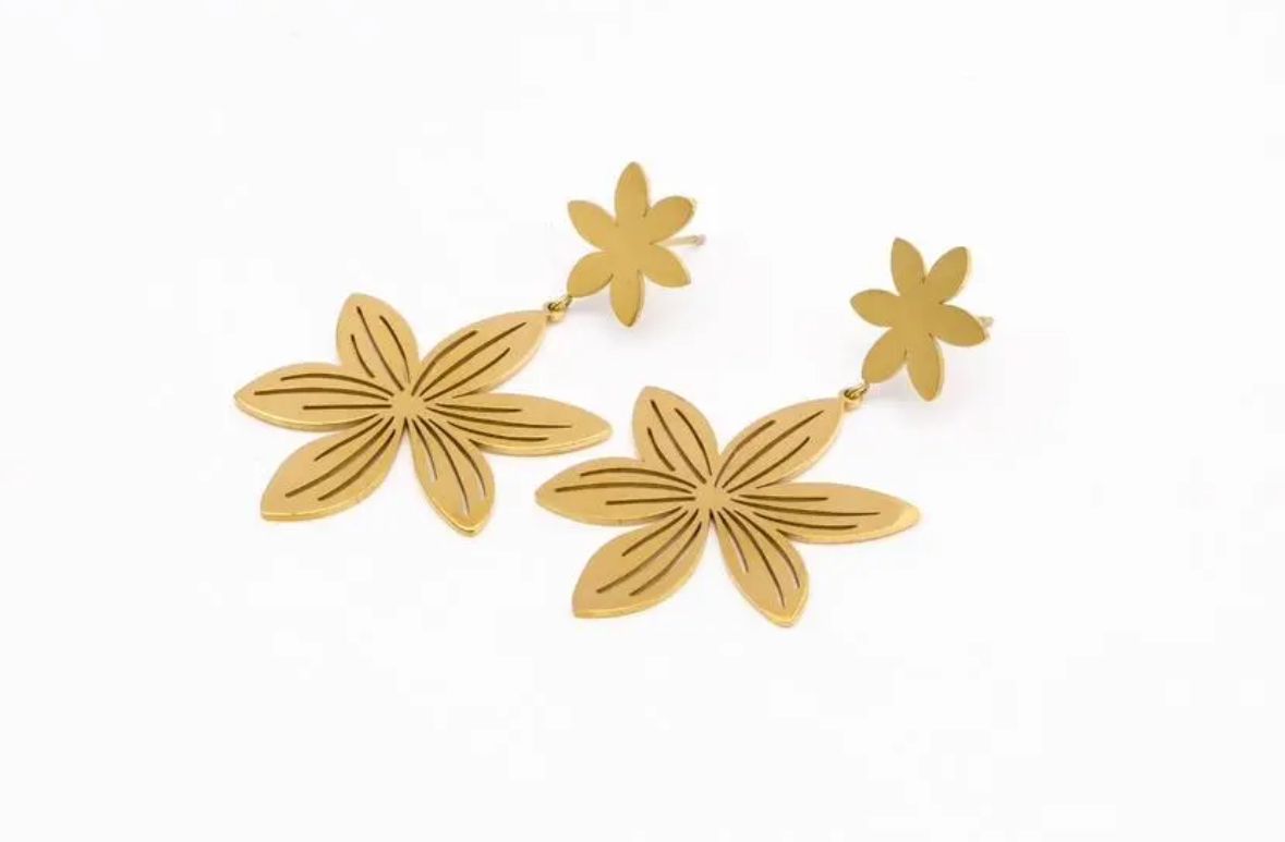 Oorbellen | Flower | Goud | Stainless steel