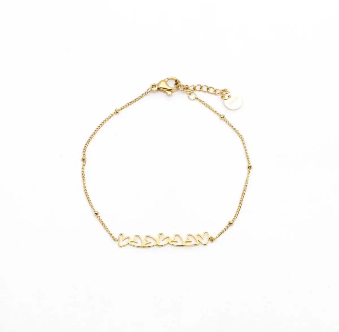 Armband | Hartjes | Goud | Stainless steel