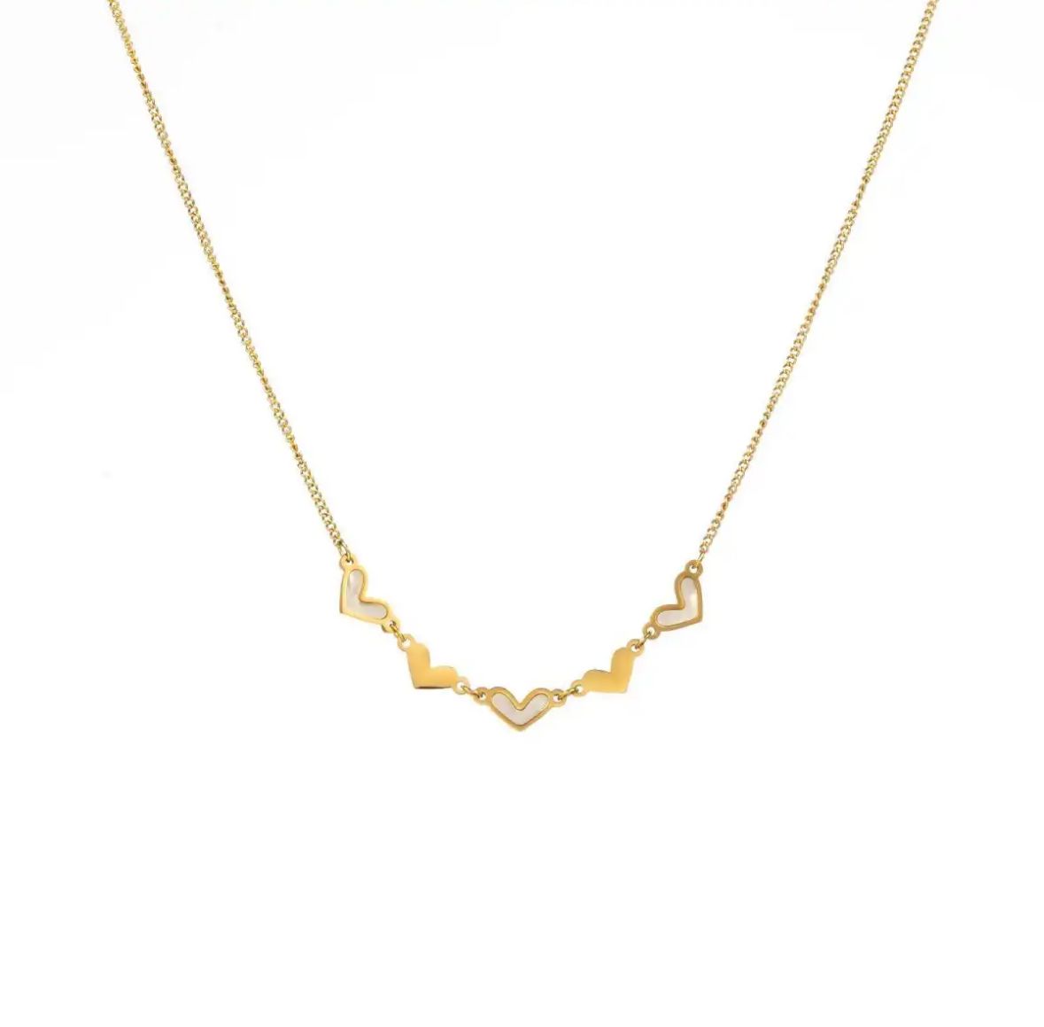 Ketting | Hartjes | Goud | Stainless steel
