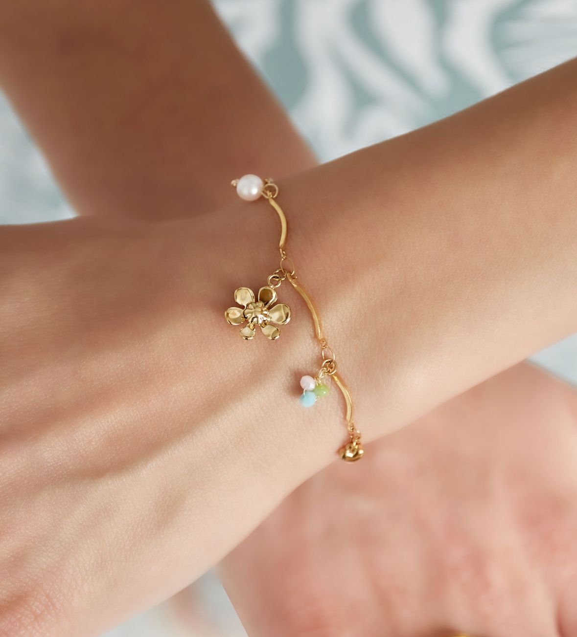 Armband | Bloemetje | Goud | Stainless steel