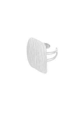 Ring | Vierkant | Zilver | One size | Stainless steel
