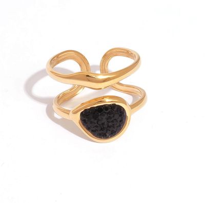 Ring | Shinny Black | Goud | Stainless steel