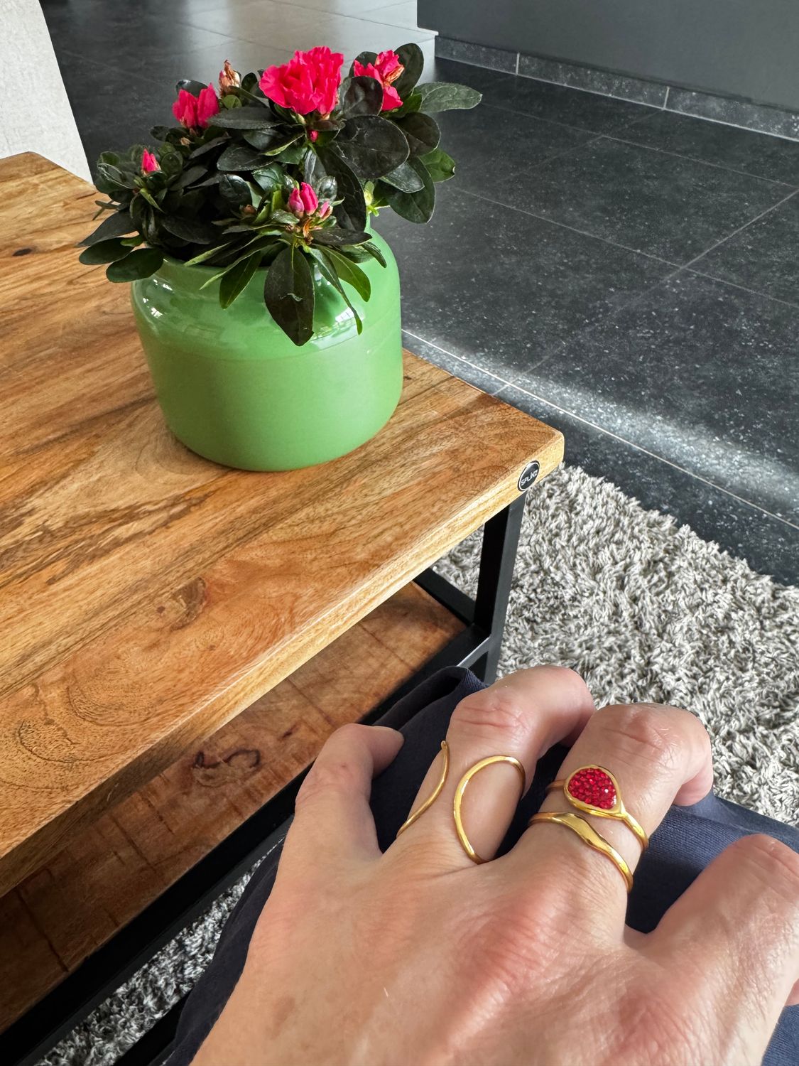 Ring | Shinny Red | Goud | Stainless steel