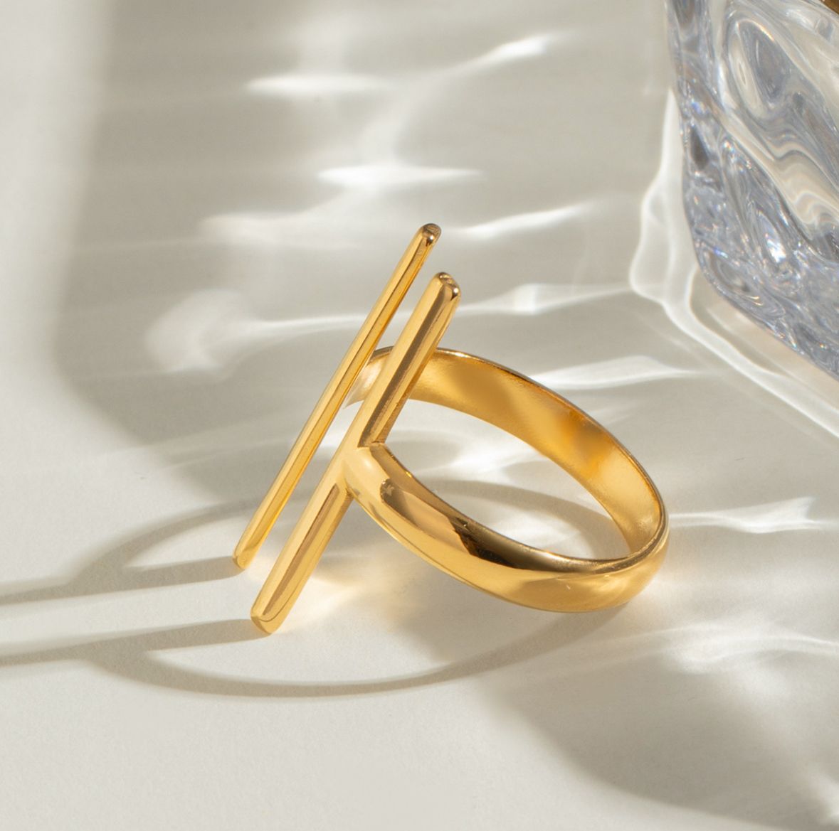 Ring | Parallel | Goud | Stainless steel