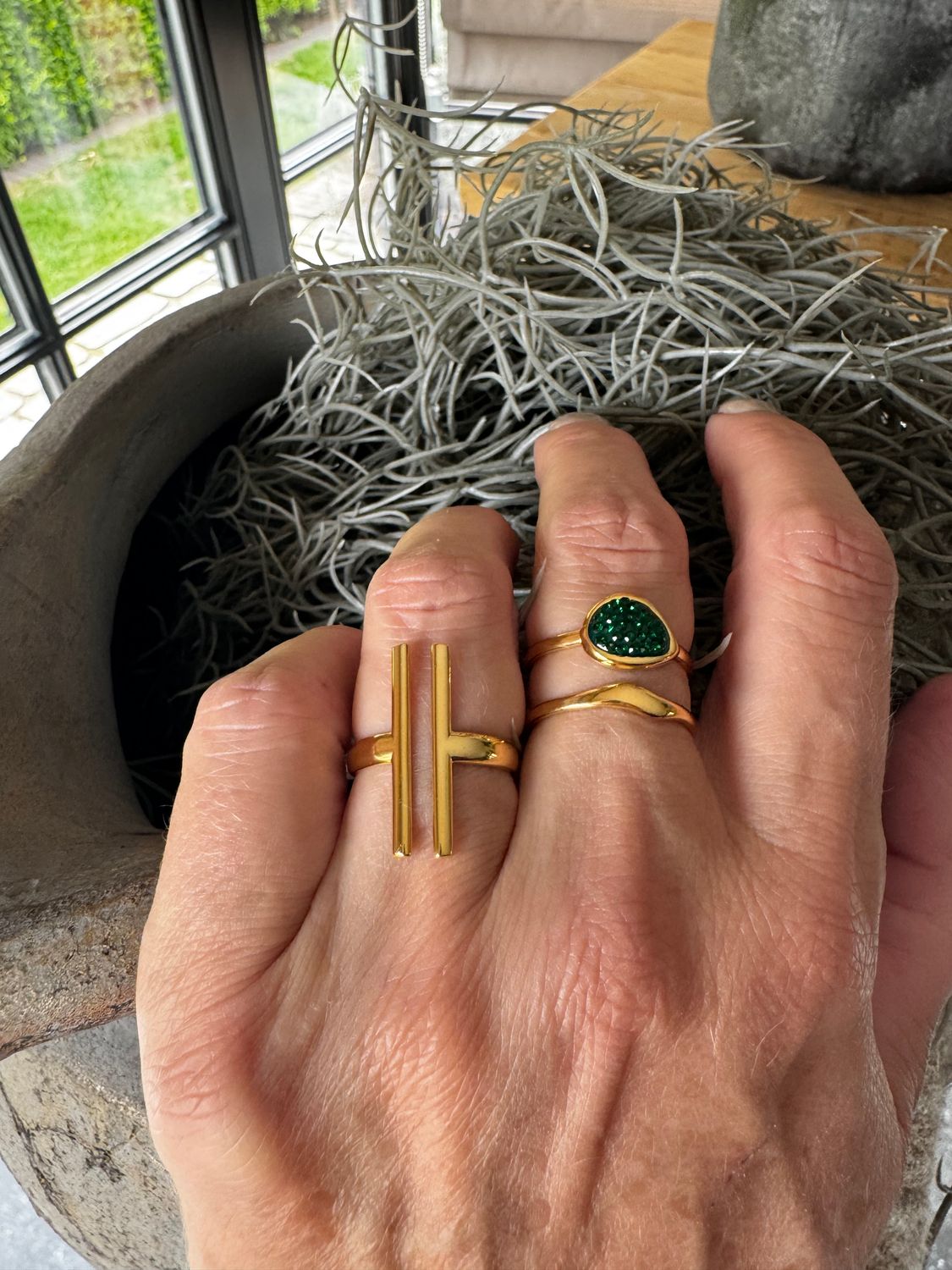 Ring | Parallel | Goud | Stainless steel