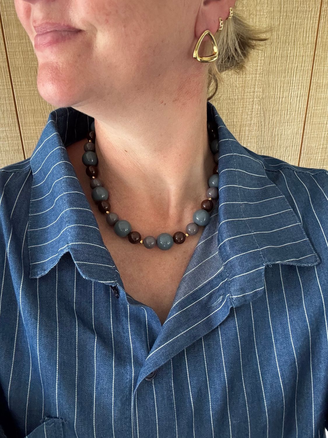 Ketting | Acrylic | Grijs/ Blauw | Stainless steel