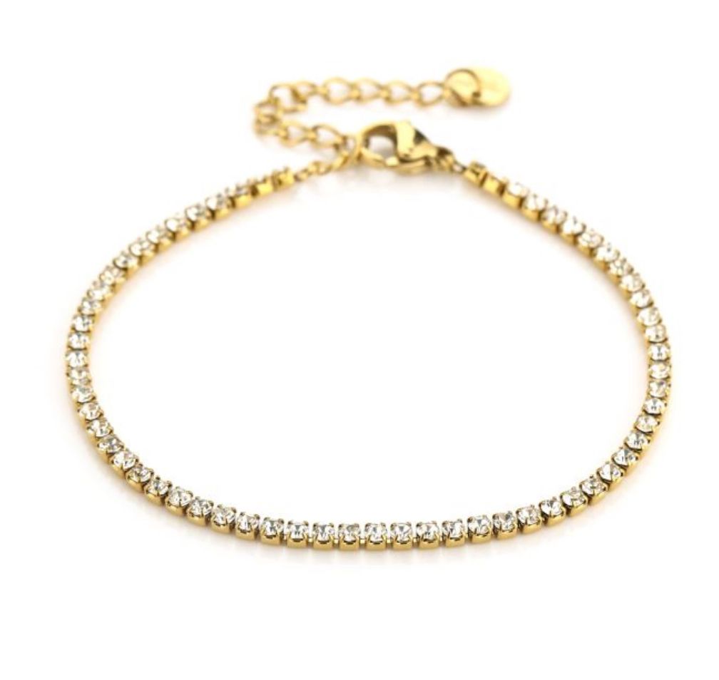 Armband | Strass | Goud | Stainless steel
