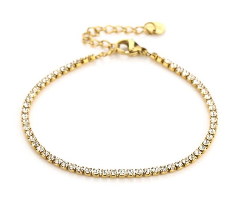 Armband | Strass | Goud | Stainless steel