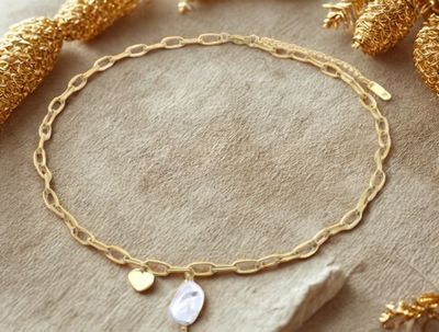 Halsketting | Pearl schakel | Goud