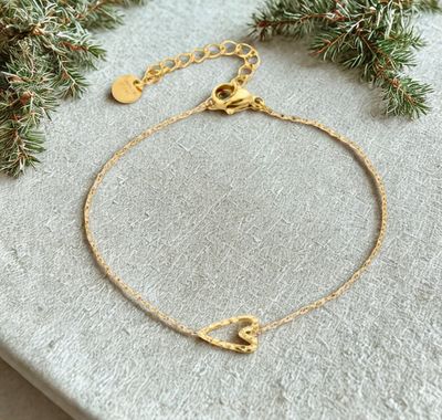 Armband | Fijn hart | Goud | Stainless steel