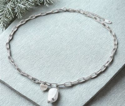 Halsketting | Pearl schakel | Zilver | Stainless steel