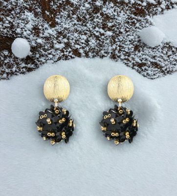 Oorbellen | Discobal | Goud &amp; zwart | Stainless steel