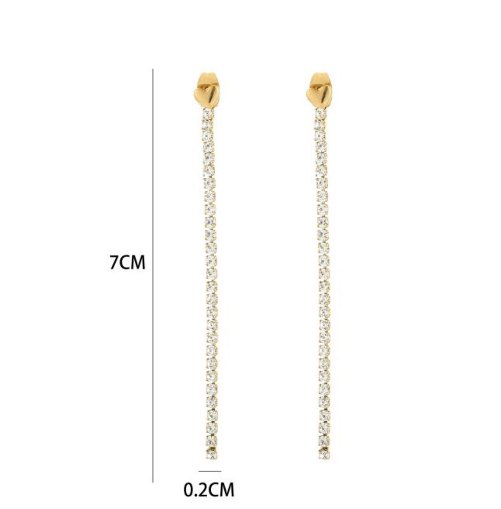 Oorbellen Hart &amp; Strass | Goud | Stainless steel