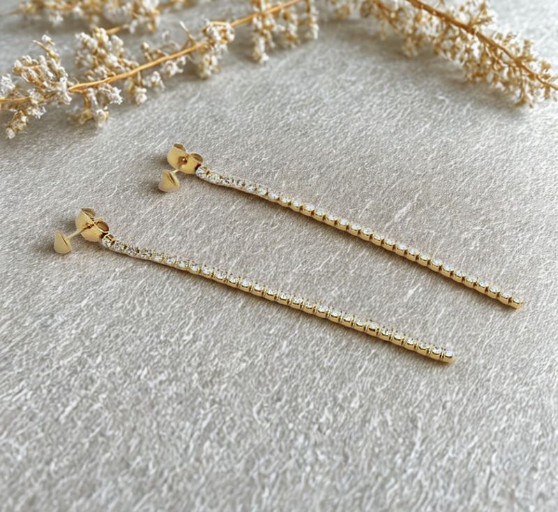 Oorbellen Hart &amp; Strass | Goud | Stainless steel