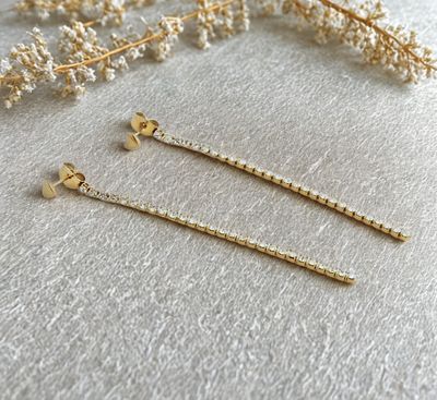 Oorbellen Hart &amp; Strass | Goud | Stainless steel