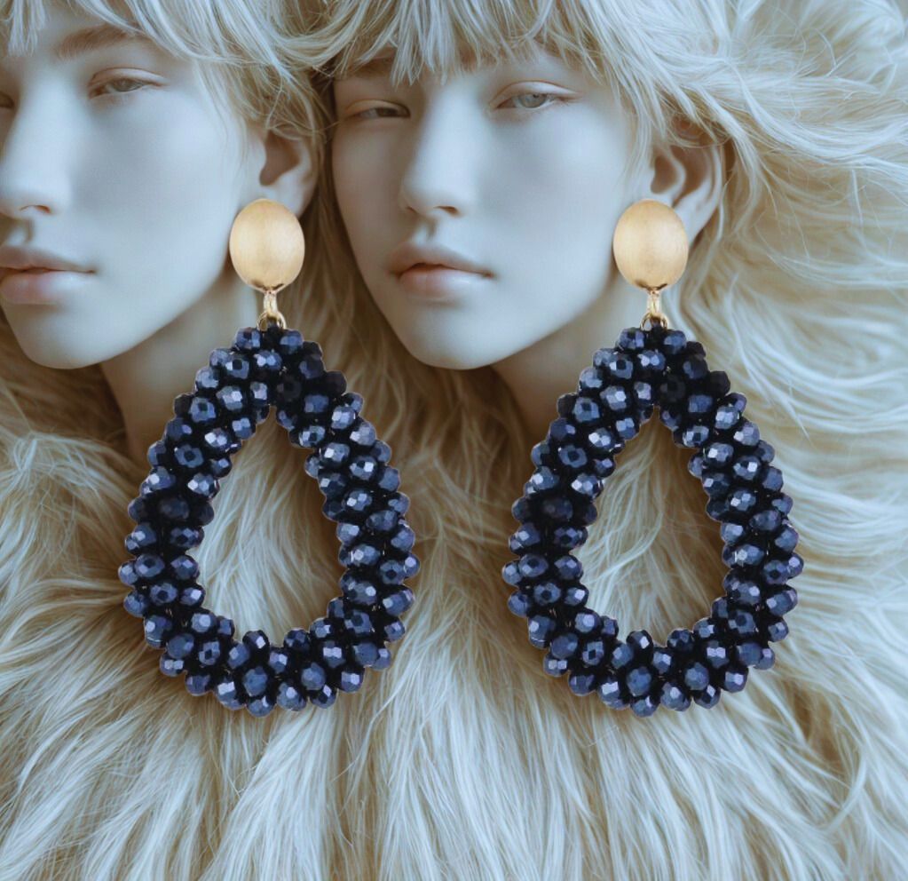 Oorbellen | Pearl Ovaal | Navy &amp; goud | Stainless steel