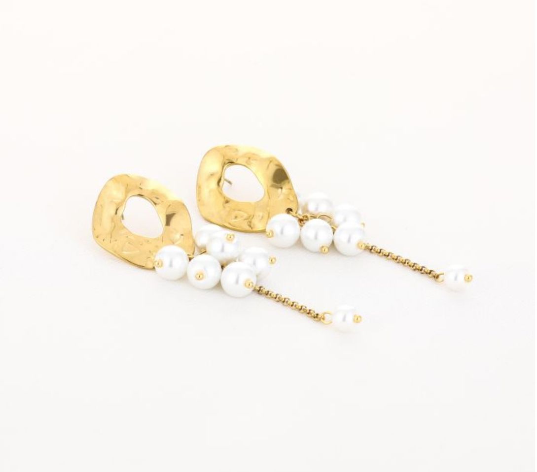 Oorbellen | Parel festijn | Goud | Stainless steel