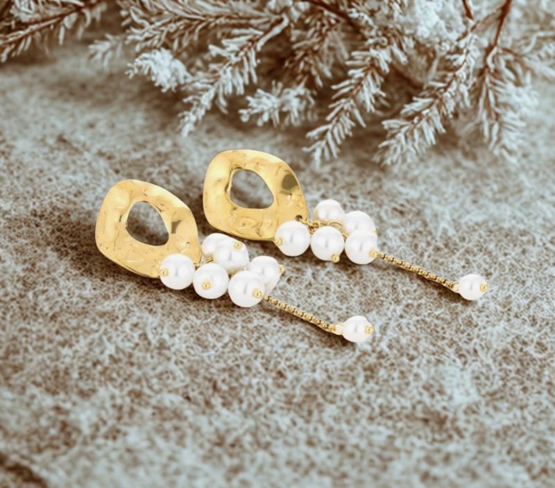 Oorbellen | Parel festijn | Goud | Stainless steel